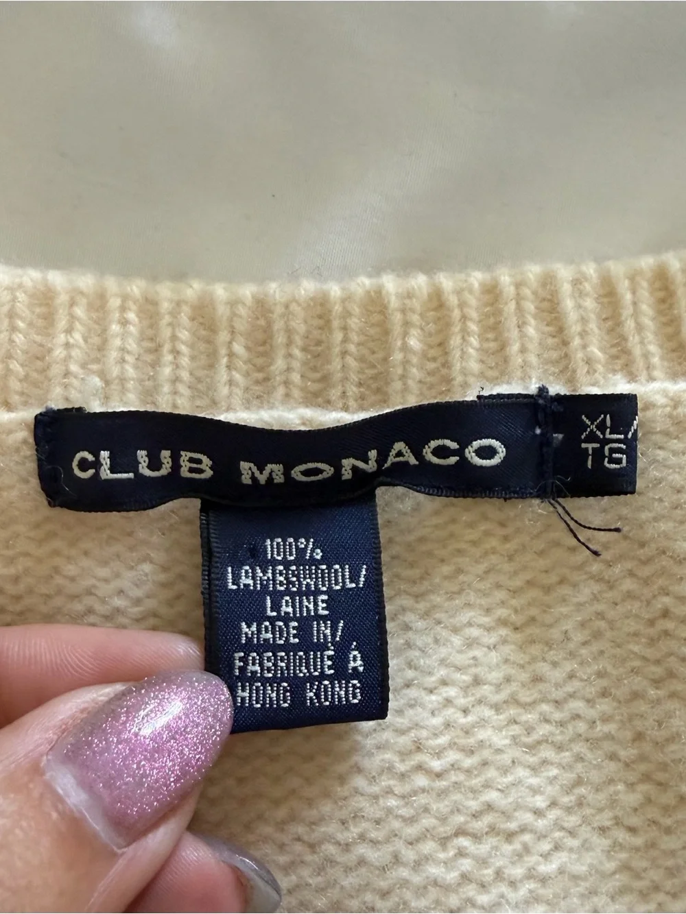 Club Monaco Men’s 100% Lambs Wool Cream Sweater Vest Size XL